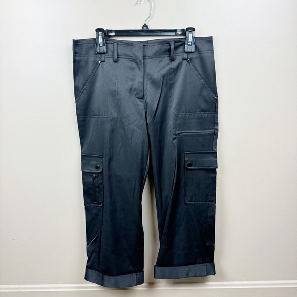 Vintage Cache Black Cargo Cropped Pants Size 10 - Picture 7 of 9